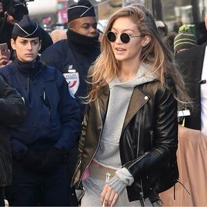 Nour Hammour Leather Moto Jacket as seen on Gigi Hadid
